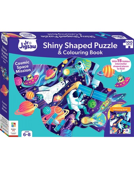 Cosmic Space Mission Shiny Shaped Puzzle with Book