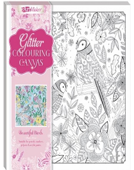 Art Maker Glitter Colouring Canvas: Beautiful Birds