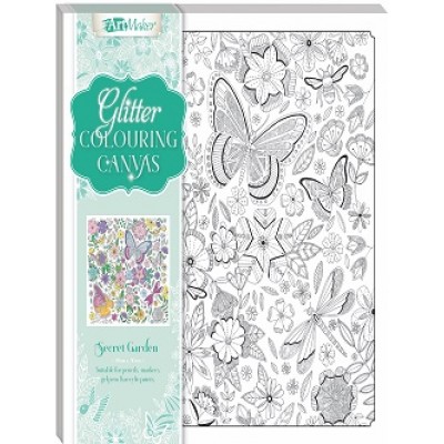 Art Maker Glitter Colouring Canvas Secret Garden