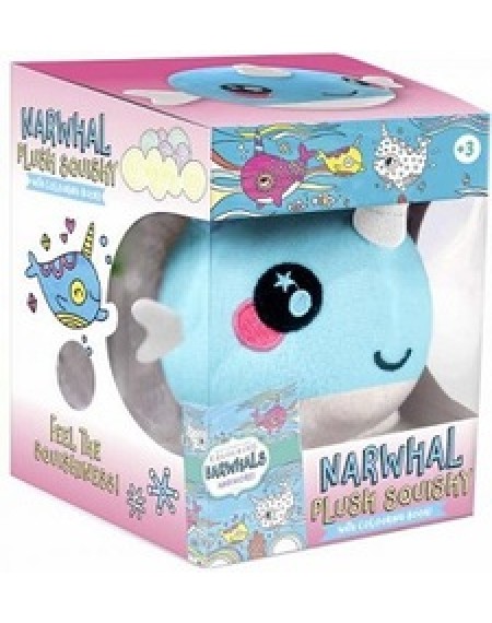 Plush Narwhal squishy with book