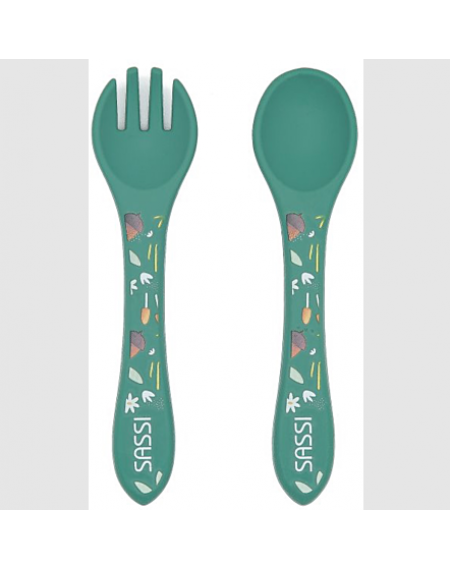 Silicone Cutlery Fork & Spoon Kit - Crunchy the Fox