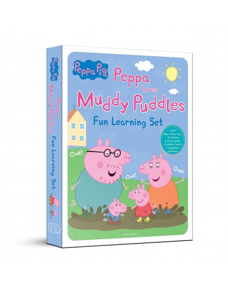 Peppa Pig - Peppa Loves Muddy Puddles : Fun Learning Set (With Wipe And Clean Mats, Coloring Sheets, Stickers, Appreciation Certificate And Pen)